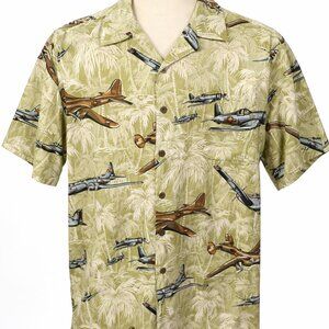 Kalaheo Hawaiian Shirt – WWII Aircraft Print – Made in Hawaii – Men’s Medium